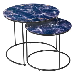 Набор кофейных столиков Tango темно-синий с чёрными ножками
