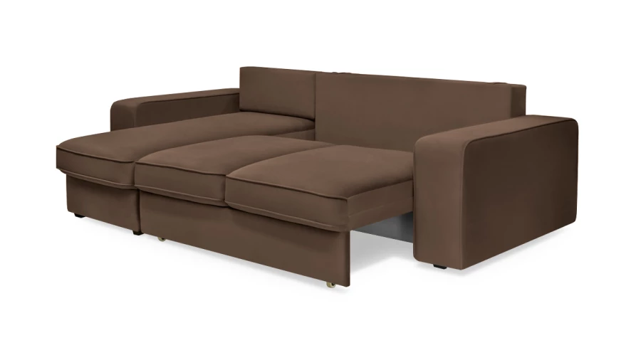 Угловой диван - аналог IKEA HOIMSUND, 247х153х90 см, коричневый (изображение №4)