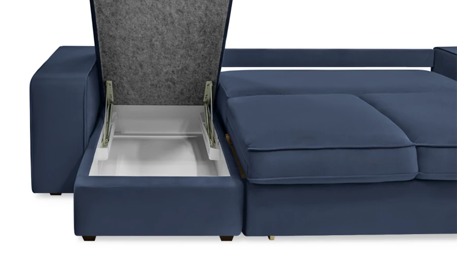 Угловой диван - аналог IKEA HOIMSUND, 247х153х90 см, синий (изображение №7)
