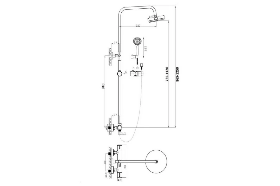 Душевая система AGGER Thermo A2451244 с термостатом (изображение №4)