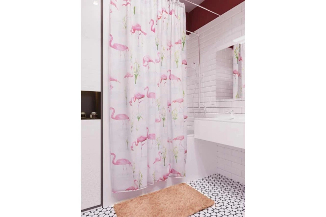 Штора для ванной комнаты АкваЛиния Фламинго (изображение №2)