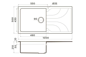 Второе фото. Мойка врезная с крылом OMOIKIRI Yasugata 100