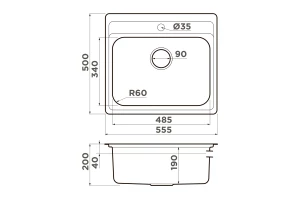 Второе фото. Мойка врезная OMOIKIRI Ashi 56