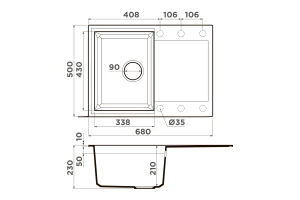 Второе фото. Мойка врезная с крылом OMOIKIRI Sakaime 68