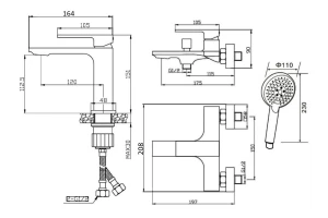 Второе фото. Набор смесителей 3 в 1 ORANGE Lutz
