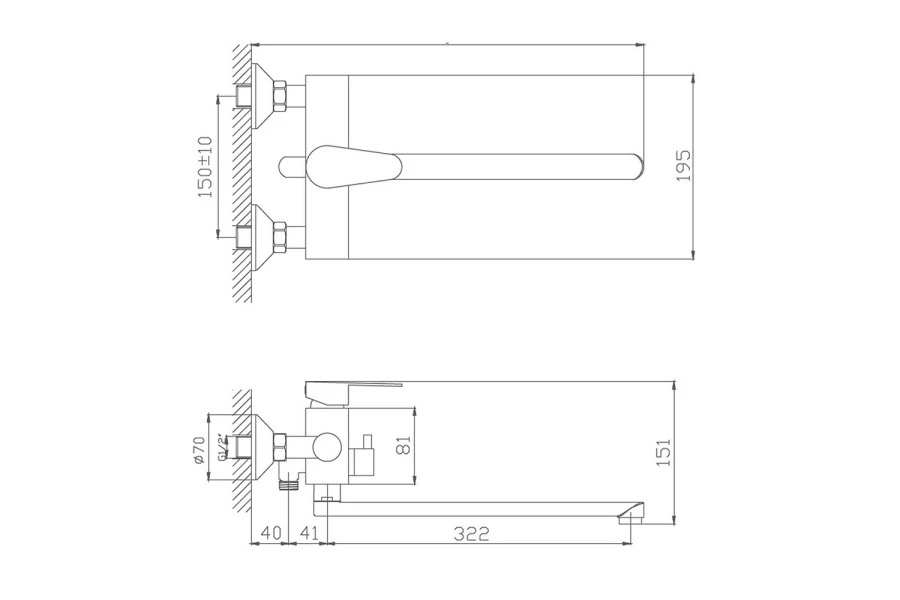 Смеситель для ванны и умывальника HB22802 (изображение №2)