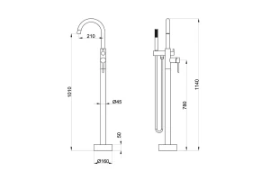 Второе фото. Смеситель напольный ORANGE Steel M99-336 cr хром