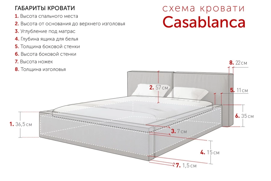 Каркас кровати SOLANA Casablanca (изображение №8)