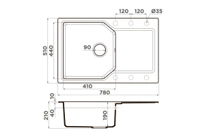 Второе фото. Мойка врезная с крылом OMOIKIRI Yonaka 78