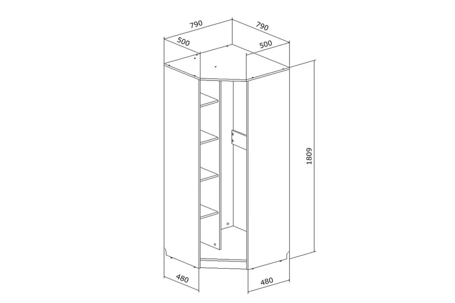 Угловой шкаф 1000х1000 чертеж