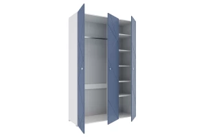 Шкаф комбинированный 3-дверный Абрис белый/дуб адриатика синий