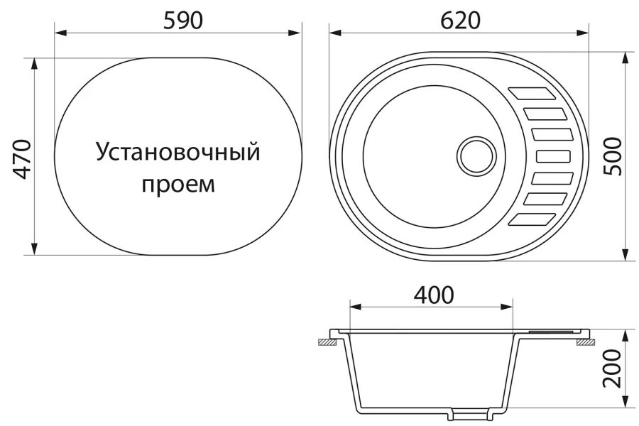 Мойка врезная с крылом GreenStone GRS-62 (изображение №2)