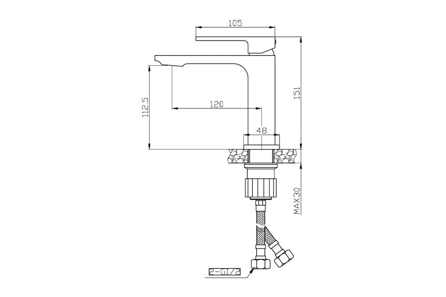 Смеситель для раковины ORANGE Lutz M04-021 b чёрный (изображение №5)