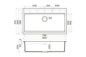Мойка врезная OMOIKIRI Kitagawa 86-LB