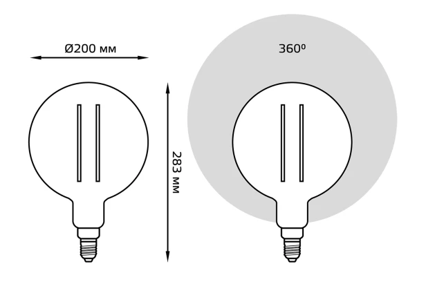 Лампа светодиодная Gauss Filament Gray straight (изображение №3)