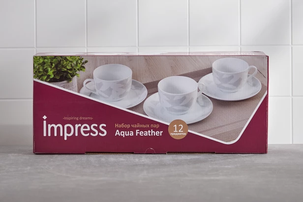 Набор чайных пар на 6 персон IMPRESS Aqua Feather (изображение №4)
