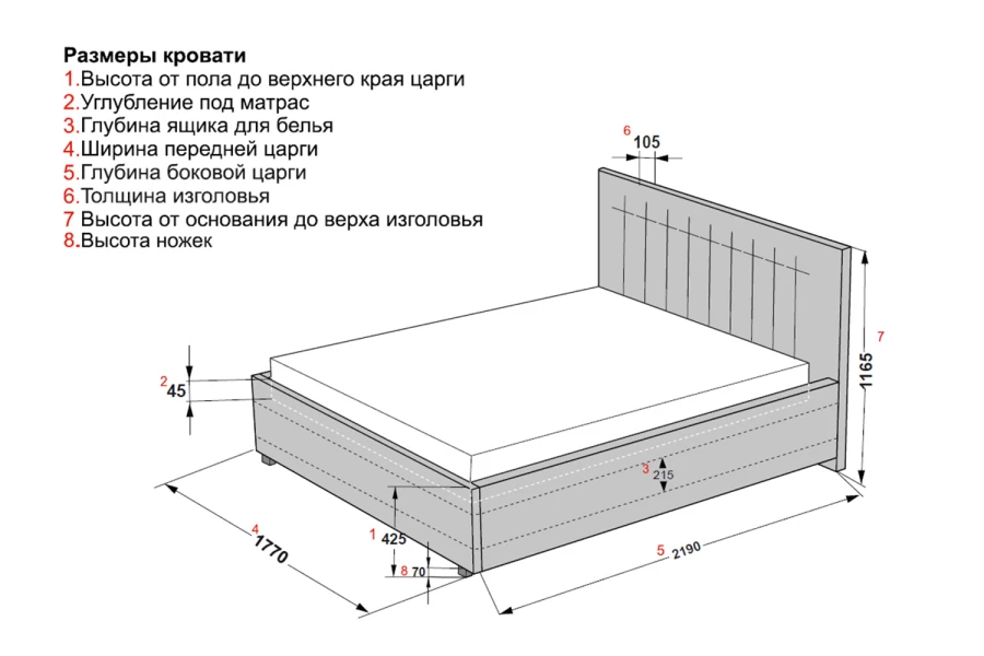 Кровать с подъёмным механизмом Феникс (изображение №9)