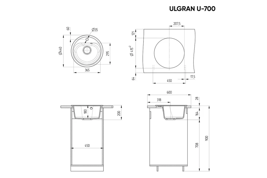 Мойка врезная ULGRAN u-700 (изображение №3)