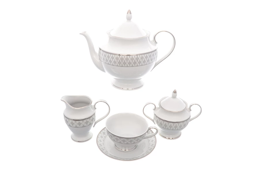 Чайный набор на 6 персон Серебряная сетка (изображение №1)