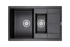 Мойка врезная с крылом PAULMARK Feste чёрная