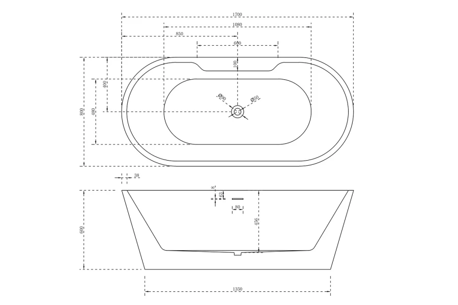 Ванна отдельностоящая AB9299-1.7 (изображение №4)