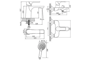 Второе фото. Душевой набор ORANGE Aristo M19-311 b чёрный