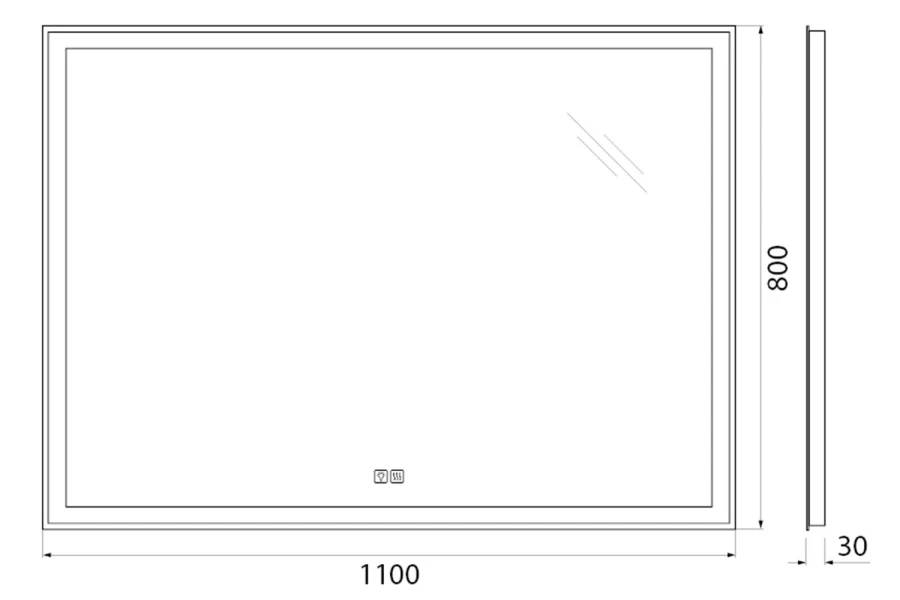 Зеркало с подсветкой SPC-GRT-1100-800-LED-TCH-WARM (изображение №6)