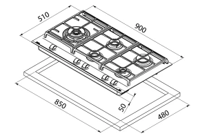 Второе фото. Газовая варочная панель Teka Urban GZC 95320 XBC