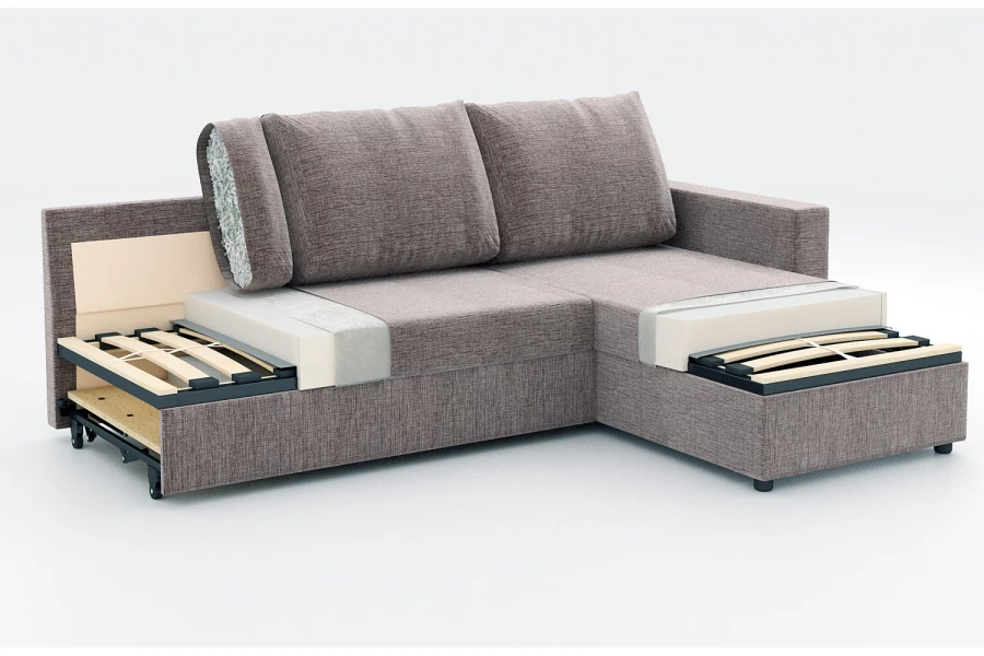 Угловой диван-кровать - аналог IKEA VILASUND, 235х90х155 см, коричневый (изображение №16)