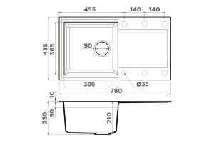 Второе фото. Мойка врезная с крылом OMOIKIRI Sakaime 78