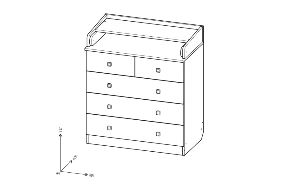 Пеленальный комод белый с рисунком