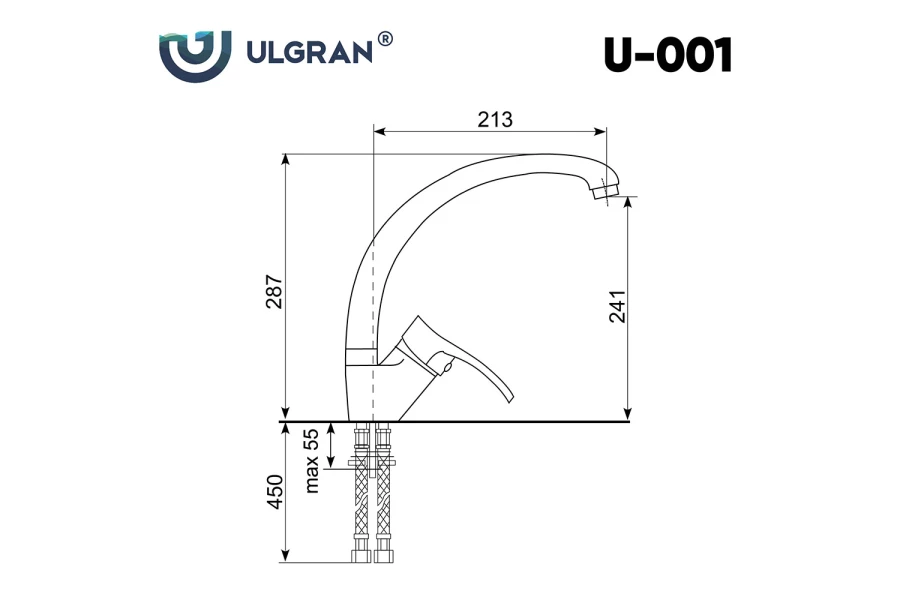 Смеситель для кухни ULGRAN U-001 (изображение №3)