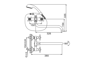Второе фото. Смеситель для ванны и умывальника F2619-2