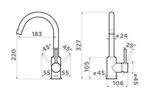 Второе фото. Смеситель OMOIKIRI Shinagawa-C