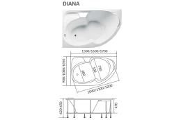 Ванна 1Marka Diana 170x105 см