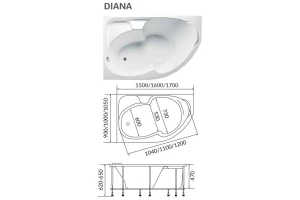 Ванна 1Marka Diana 170x105 см