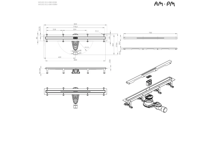 Трап для душа линейный AM.PM Masterflow (изображение №12)