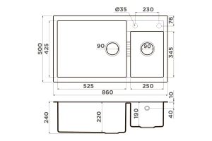 Второе фото. Мойка врезная OMOIKIRI Tedori 86-2