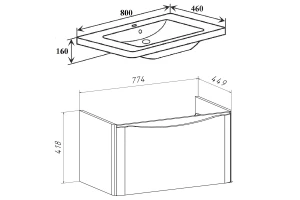 Второе фото. Умывальник полувстраиваемый Никсон 80