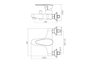 Второе фото. Смеситель для ванны и душа ONELIFE P09-100cr