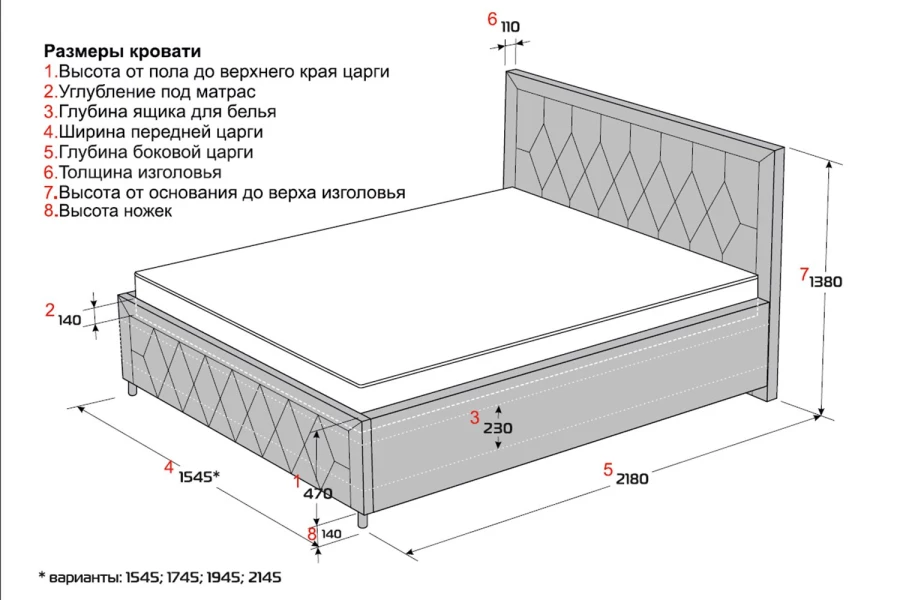 Кровать с подъёмным механизмом Тироль (изображение №5)