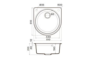 Второе фото. Мойка врезная OMOIKIRI Akegata 51