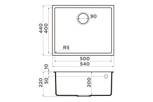 Второе фото. Мойка врезная OMOIKIRI Bosen 54