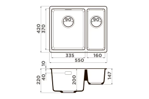 Второе фото. Мойка врезная OMOIKIRI Kata 55-2