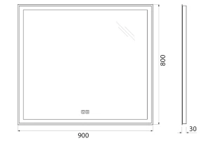 Второе фото. Зеркало с подсветкой SPC-GRT-900-800-LED-TCH-WARM