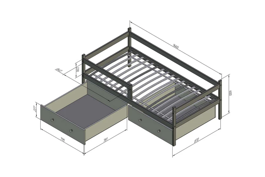 Кровать тахта с бортиком и ящиками Можга (изображение №4)