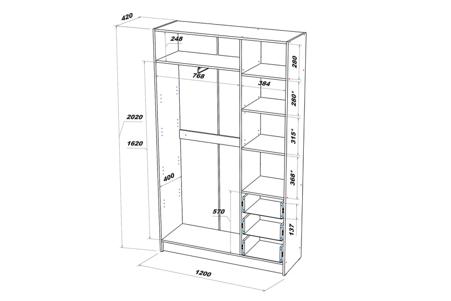 Шкаф 3-дверный Лофт (изображение №5)
