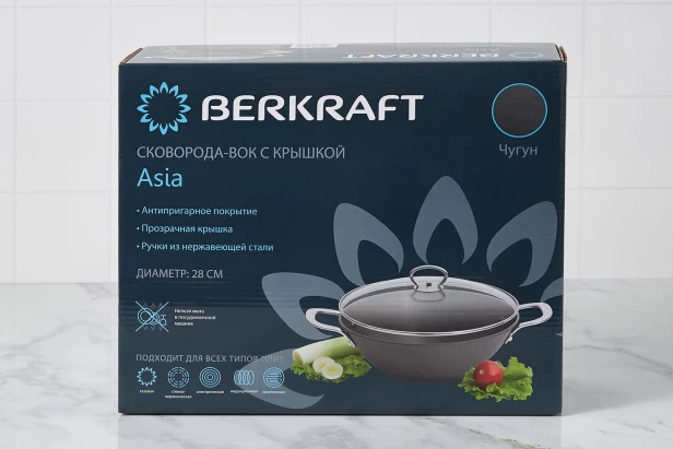 Сковорода-вок с крышкой BERKRAFT Asia (изображение №13)