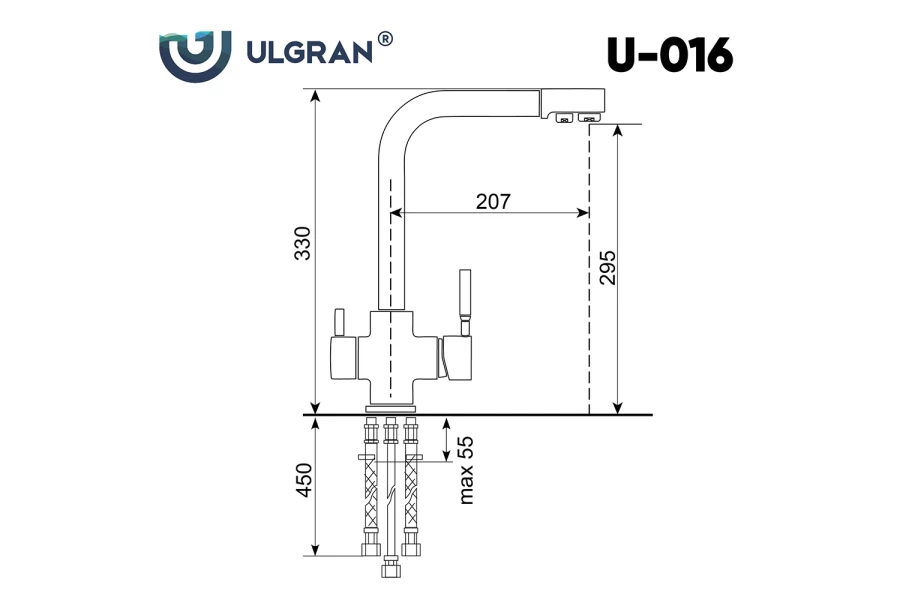 Смеситель для кухни ULGRAN U-016 (изображение №3)