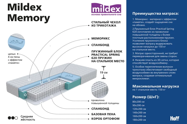 Матрас пружинный mildex smart dream